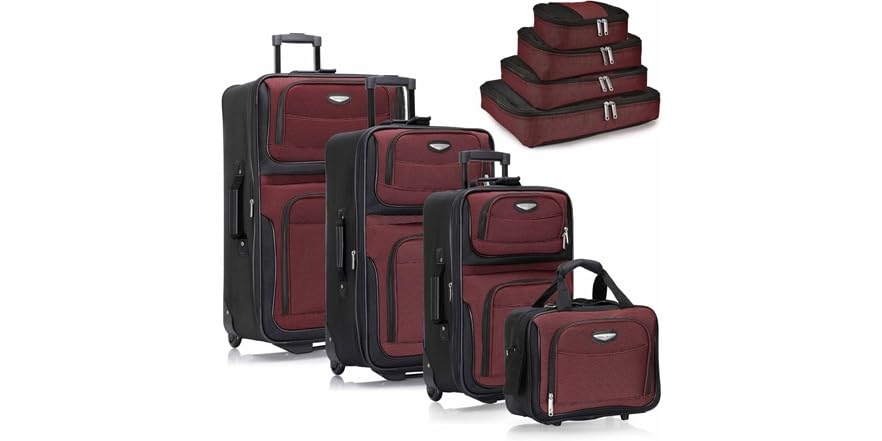 Travel Select Amsterdam Softside Luggage, Red, 8-Piece Set Deal