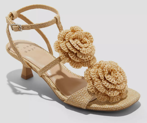 Esme Floral Crochet Kitten Heels