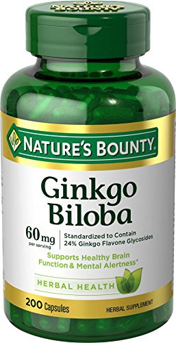 Nature's Bounty Ginkgo Biloba Herbal Supplement Capsules, 200 Count