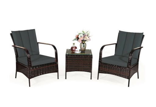 COSTWAY 3-Piece Patio Set - Gray