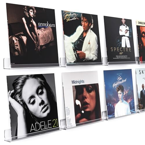 Gotega 8 Pack Vinyl Record Shelf Wall Mount, 12 inch Album Record Holder Display