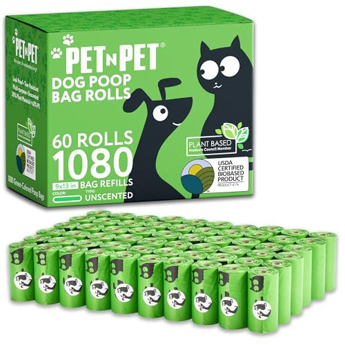 Pet N Pet Green Thick Poop Bags, 1080 Count