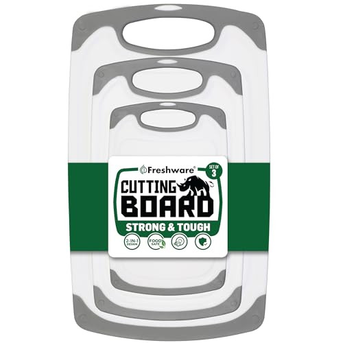 3 Pack Freshware Cutting Board Set W/Juice Grooves