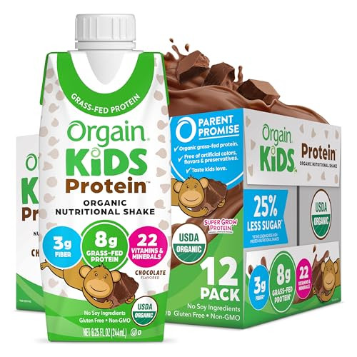 Orgain Organic Kids' Chocolate Protein Nutritional Shake, 12 Pack, 8.25 Fl. Oz.