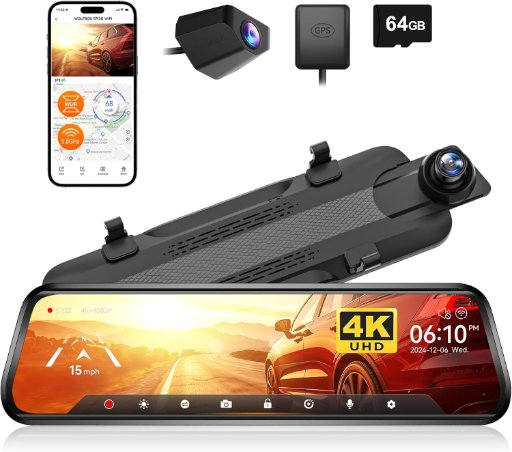 WOLFBOX G930 10'' Rear View Mirror Camera