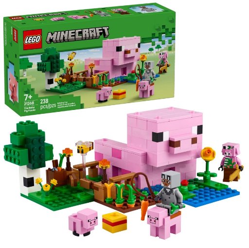 LEGO Minecraft The Baby Pig House Toy Figures and Building Kit
