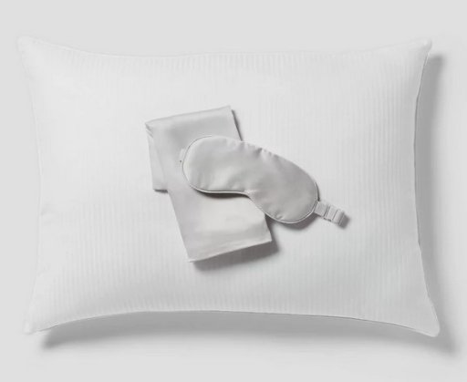 3-Piece Threshold Soft/Medium Pillow Set w/ Pillow Cover + Eye Mask