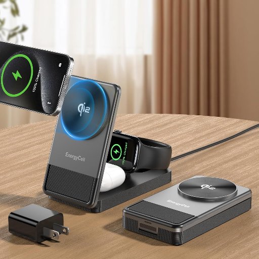 EnergyCell Qi2 3 in 1 Wireless Charging Station