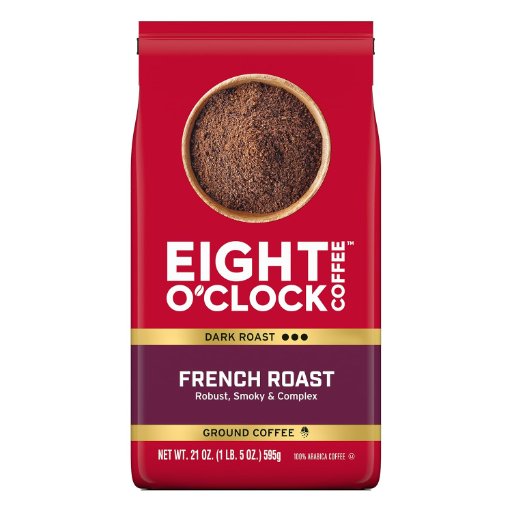 Eight O'Clock Coffee French Roast Ground Coffee, Dark Roast, 21 Ounce