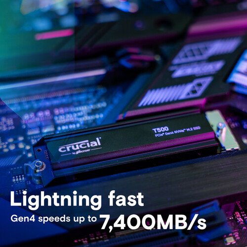 Crucial 2TB T500 PCIe Gen4 NVMe M.2 SSD with Heatsink