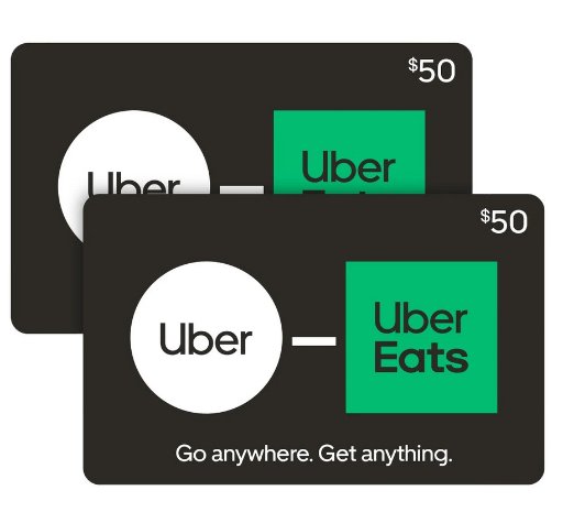 2-Pack $50 Uber/Uber Eats eGift Cards