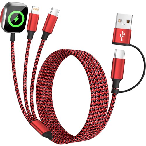 5' Firsting 3-in-2 Multi Charging Cable w/ USB-A/C to Type-C/Lightning/Apple Watch Charger