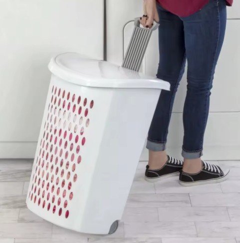 Plastic Laundry Basket with Wheels