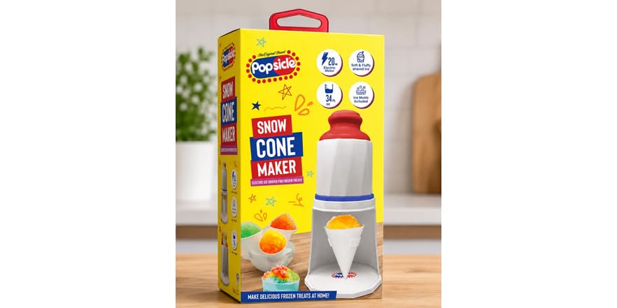 Popsicle Snow Cone Maker 20W Motor 34 Fl Oz