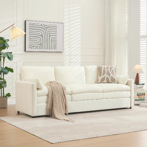 3 Seat Modern Sofa 89" w/Cloud Couch Pillows