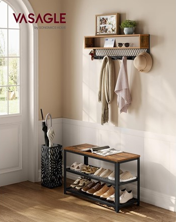VASAGLE Coat Rack Shoe Bench Set