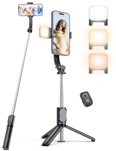 kzomKzoo Extendable Selfie Stick Tripod W/Light and Detachable Phone Holder