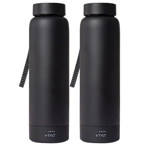 TYLT Power Stainless Steel Bottle 2.0 with Wireless Charging Power Bank (2-Pack)