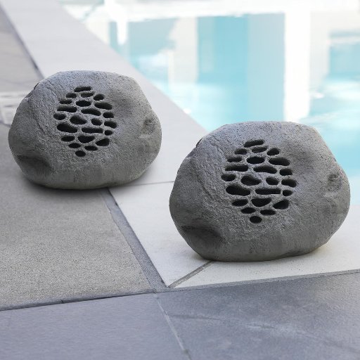 2-Pack Alpine Corp. Bluetooth Solar Outdoor Wireless Rock Speakers