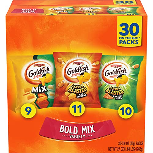 Goldfish Bold Mix Variety Pack Snack Crackers, 30 Count