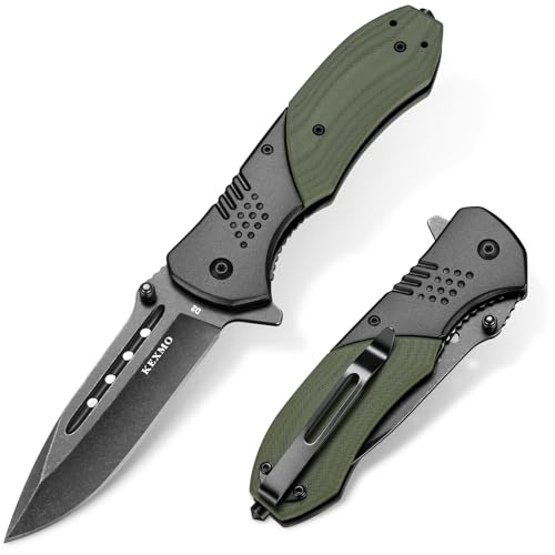 KEXMO Folding Pocket Knife with 3.46 Inch D2 Steel Black Deal