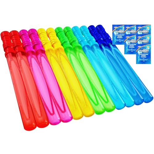 JOYIN 14.6’’, 6 PC Big Bubble Wands for Kids W/Refill Solution