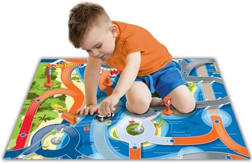 Hot Wheels Floor Playmat & Toy Car Set