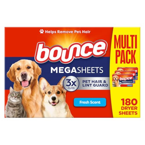 Bounce Pet Hair and Lint Guard Mega Fabric Softener Dryer Sheets - 4 Pack
