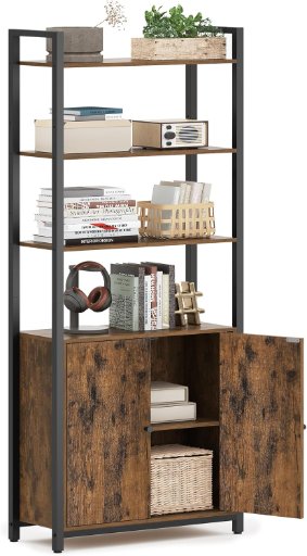 VASAGLE 6-Tier Bookshelf with Cabinet