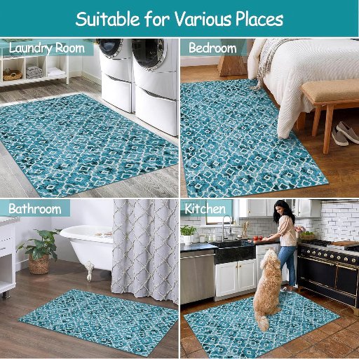 Moynesa Moroccan Washable Non-Slip Area Rug, 3' x 5'