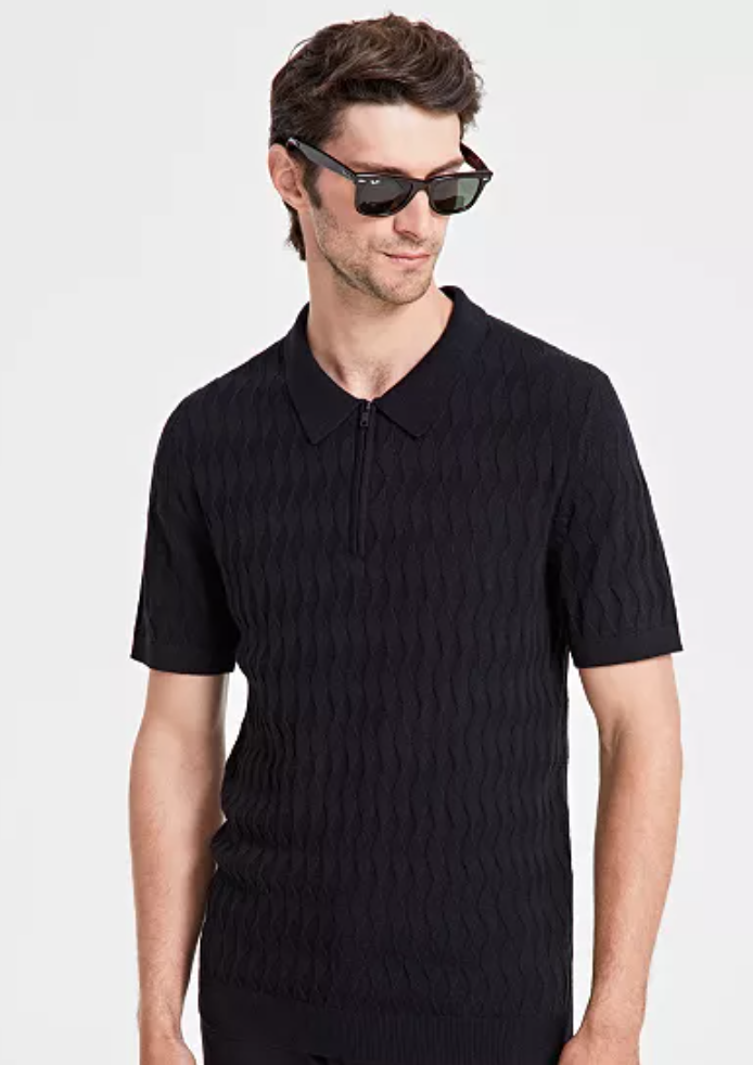 Clearance! Alfani Men's Textured Polo Sweater