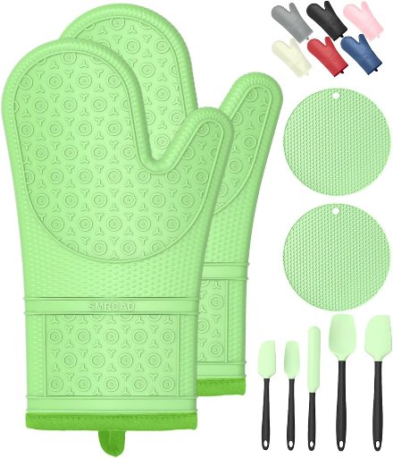 Oven Mitts with Hot Pads and Silicone Spatulas