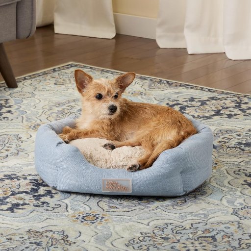 TOWN & COUNTRY EVERYDAY CuddleTown Faux Linen Comfy Cozy Cuddler Pet Bed
