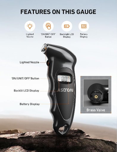 AstroAI 150 PSI Digital Tire Pressure Gauge W/Replaceable AAA Batteries