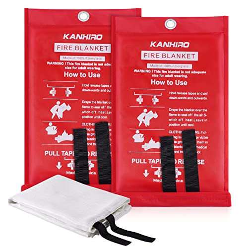 KANHIRO Fire Blanket Emergency, 2 pack