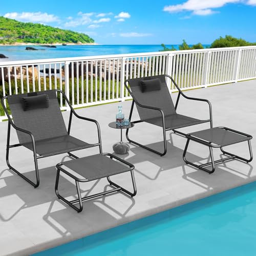 YITAHOME Patio Lounge Chair with Ottoman 2 PC Set