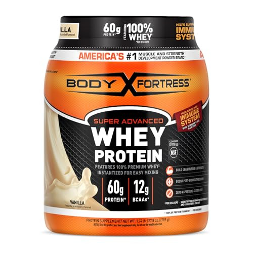 Body Fortress 100% Whey Vanilla Premium Protein Powder, 1.74 Lbs.