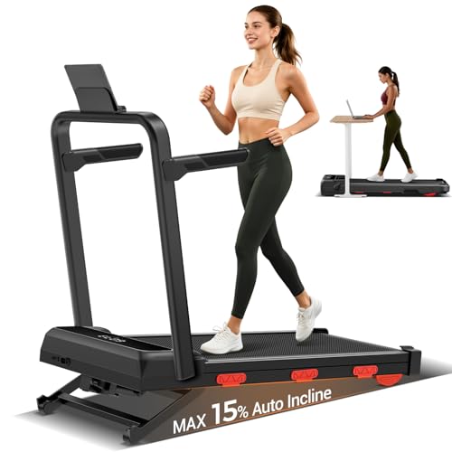 LONTEK 15% Auto Incline Under Desk Walking Pad Treadmill w/ 12-Speed Levels & 43" Handles Deal