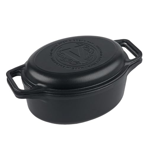 Victoria Cast Iron Oval Dutch Oven + Skillet Cover 6-Quart 2-Piece Deal