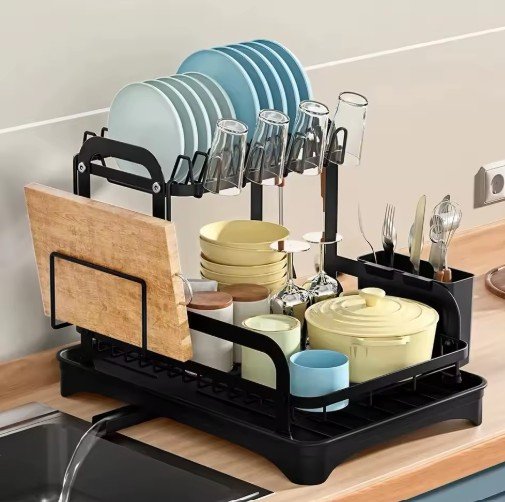 2 Tier Dish Bowl Drainer Storage Rack