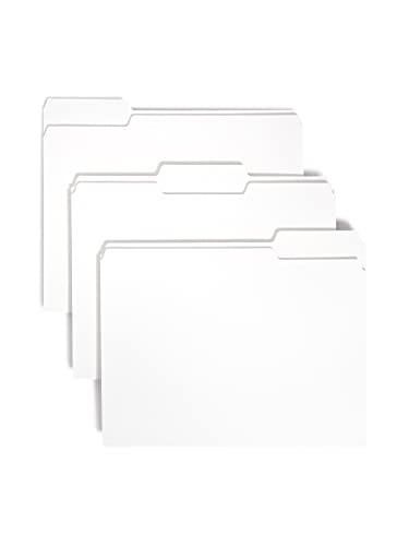 Smead Standard File Folders, 100 Count, White, 1/3-Cut Tabs, Letter Size