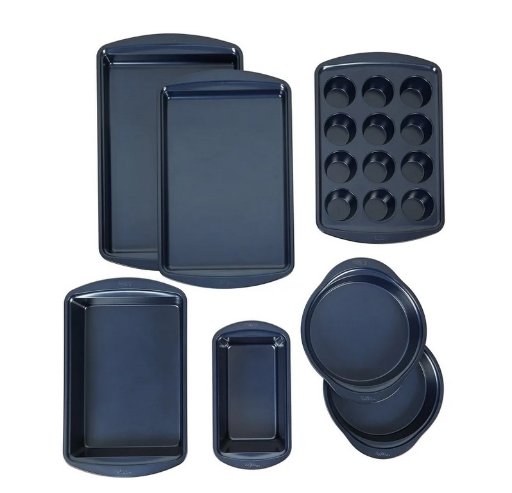 Wilton Diamond-Infused Steel Non-Stick Navy Blue Baking Set, 7-Piece