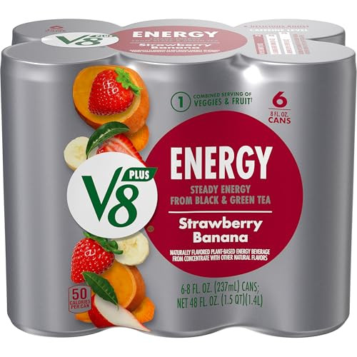 V8 +Energy Strawberry Banana Energy Drink 6-Pack, 8 Fl. Oz.