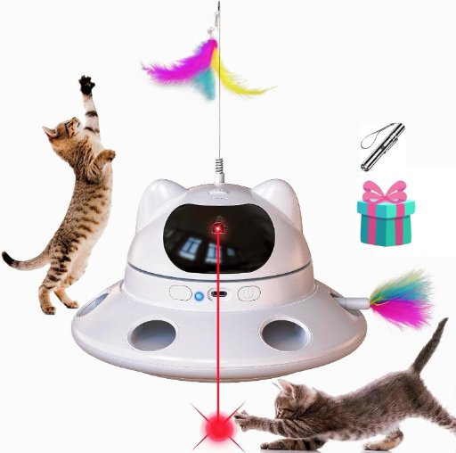 Interactive Cat Toy with Laser and Feather