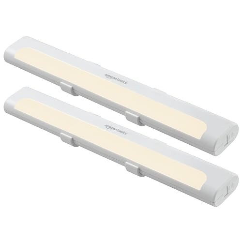 2 Pack Amazon Basics Battery Operated Under Cabinet LED Stick On Lights