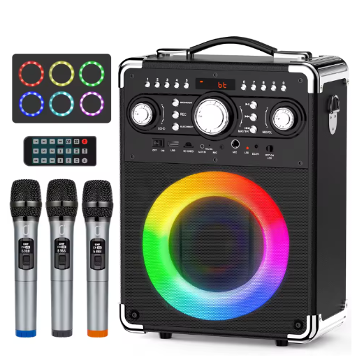 Portable Bluetooth Karaoke Speaker with 3 Microphones