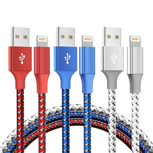 MenoSupp iPhone Lightning Cables, 3 Pack, 10'