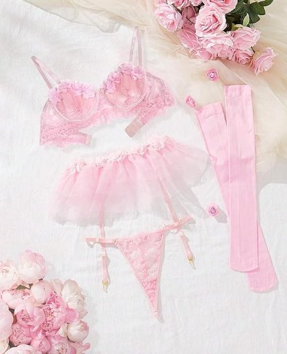 APRRAIN Floral Lace Lingerie Set
