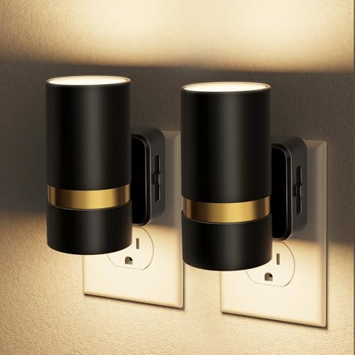 JandCase LED Dimmable Wall Plug Night Lights with Sensor (2-Pack)