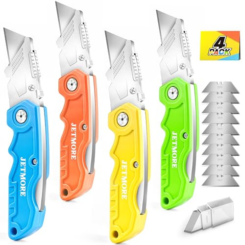 4-Pack Jetmore Utility Box Cutter Knife w/ Clip + 10x SK5 Blades